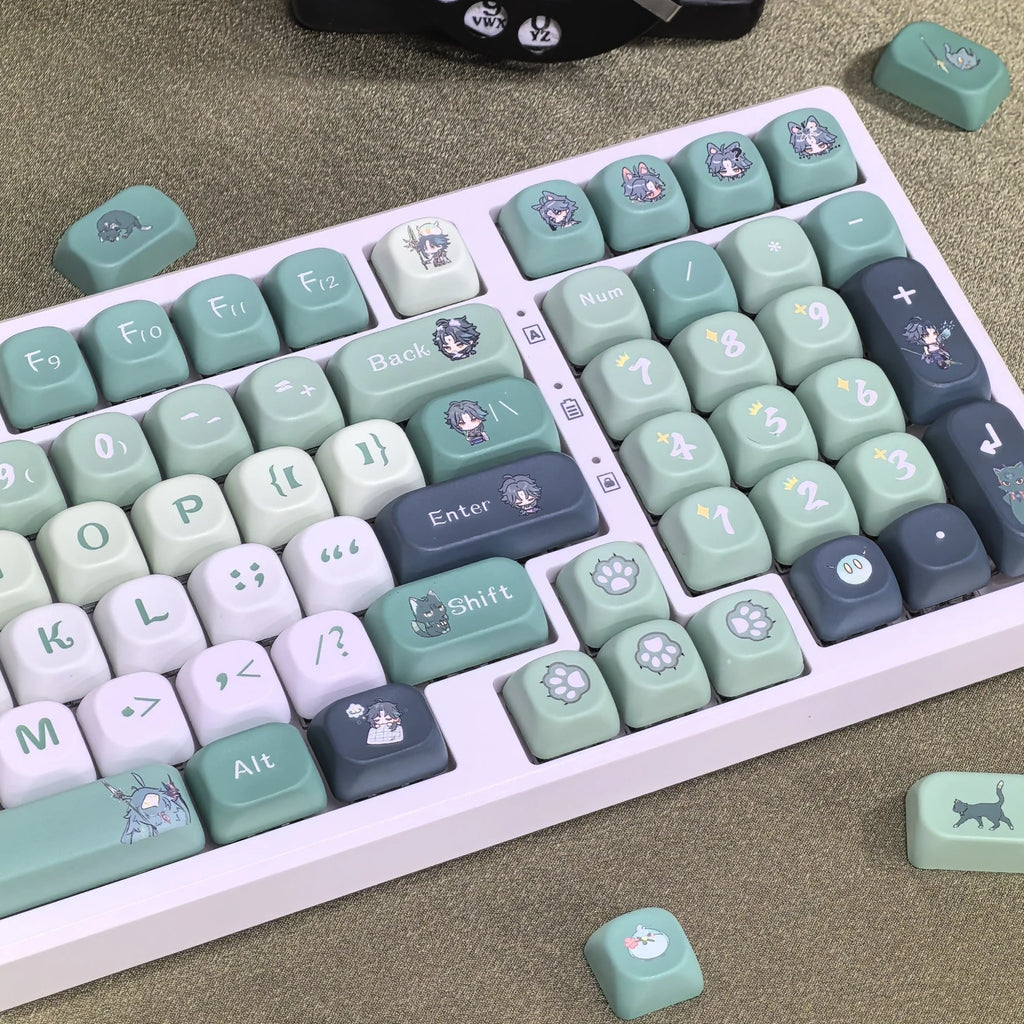 Genshin Impact Furina Keycaps 137 Keys MOA Profile Focalors PBT Five-sided Sublimation Keycap Set for DIY Mechanical Keyboard