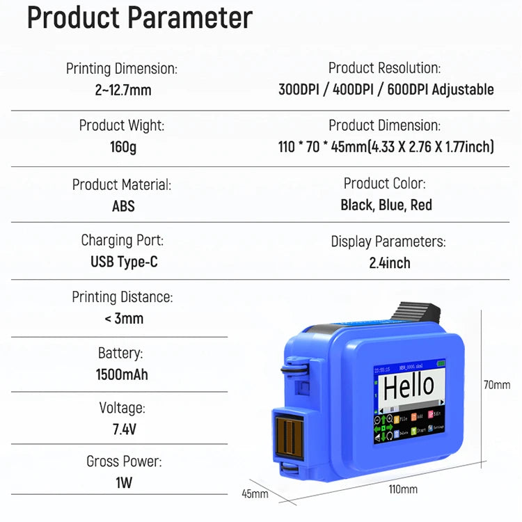 Any Surface Hand Held Label Printing Machine Production Date Mini Printer For Small Business
