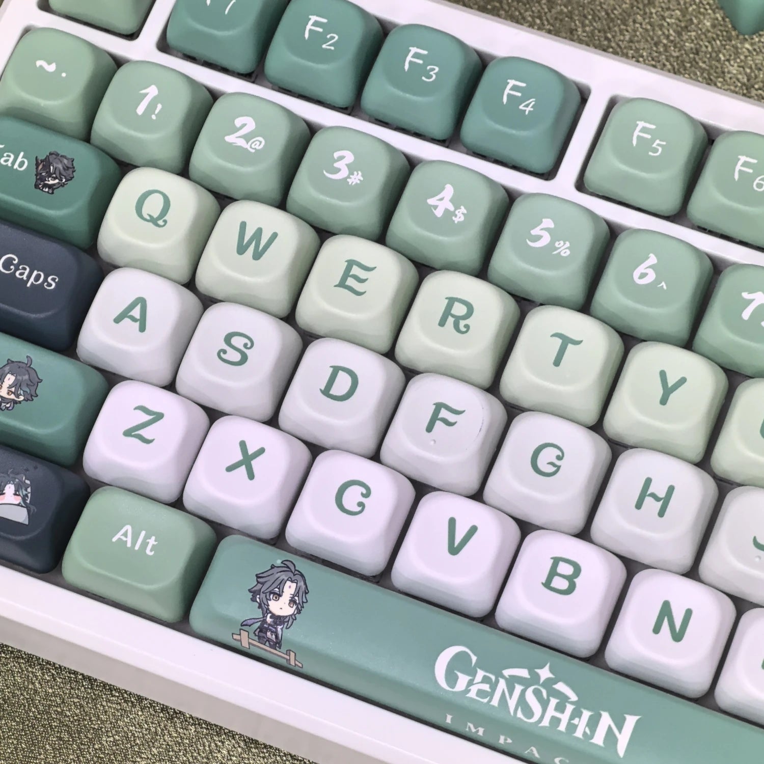 Genshin Impact Furina Keycaps 137 Keys MOA Profile Focalors PBT Five-sided Sublimation Keycap Set for DIY Mechanical Keyboard