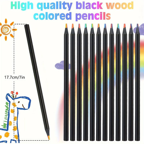 12/24/36/48Pcs 7 Colors Rainbow Pencils 3.3mm Colored Pencils For Art Drawing Coloring Halloween Thanksgiving Gift