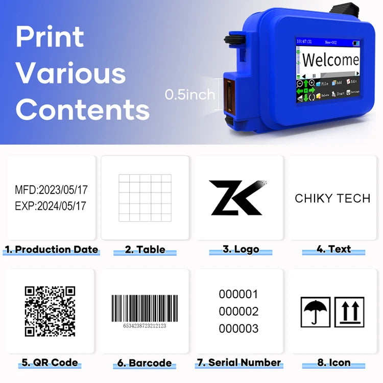 Any Surface Hand Held Label Printing Machine Production Date Mini Printer For Small Business