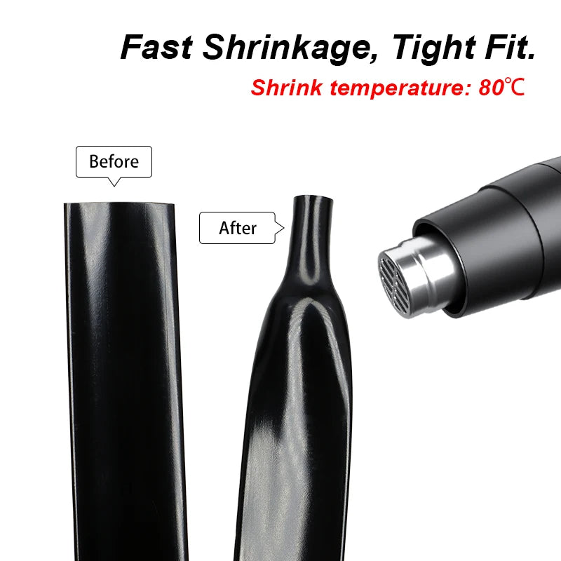 1~50m Black/ Clear Super Thin Wall Heat Shrink Tube Dia. 1~ 20mm DIY Shrinkable Earphone Line Audio Cable Repair Sleeve Wrap