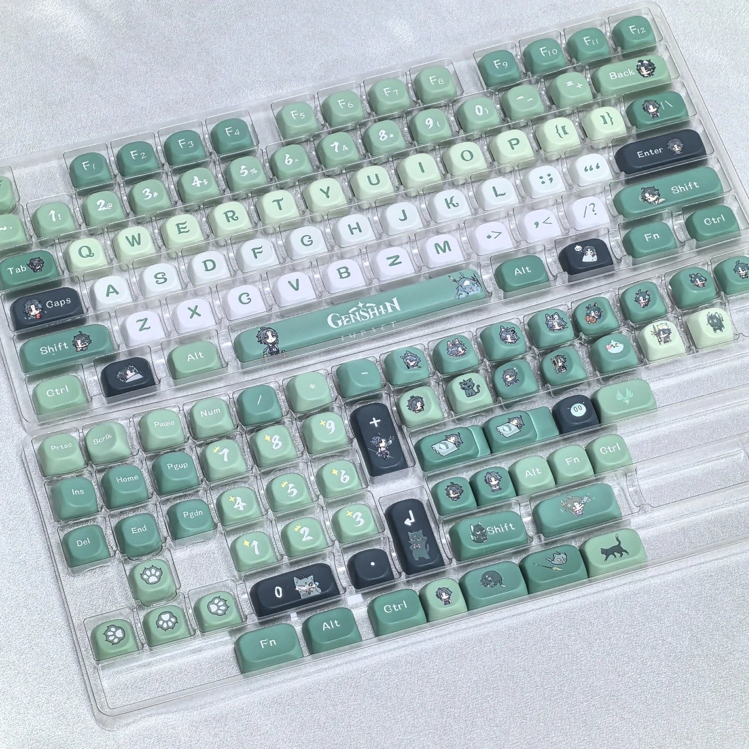 Genshin Impact Furina Keycaps 137 Keys MOA Profile Focalors PBT Five-sided Sublimation Keycap Set for DIY Mechanical Keyboard