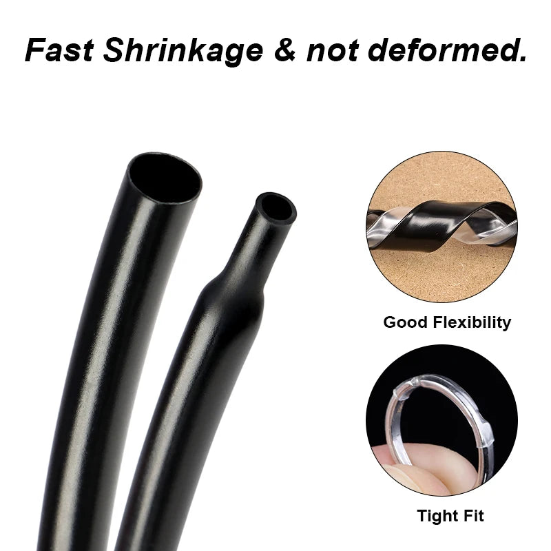 1~50m Black/ Clear Super Thin Wall Heat Shrink Tube Dia. 1~ 20mm DIY Shrinkable Earphone Line Audio Cable Repair Sleeve Wrap