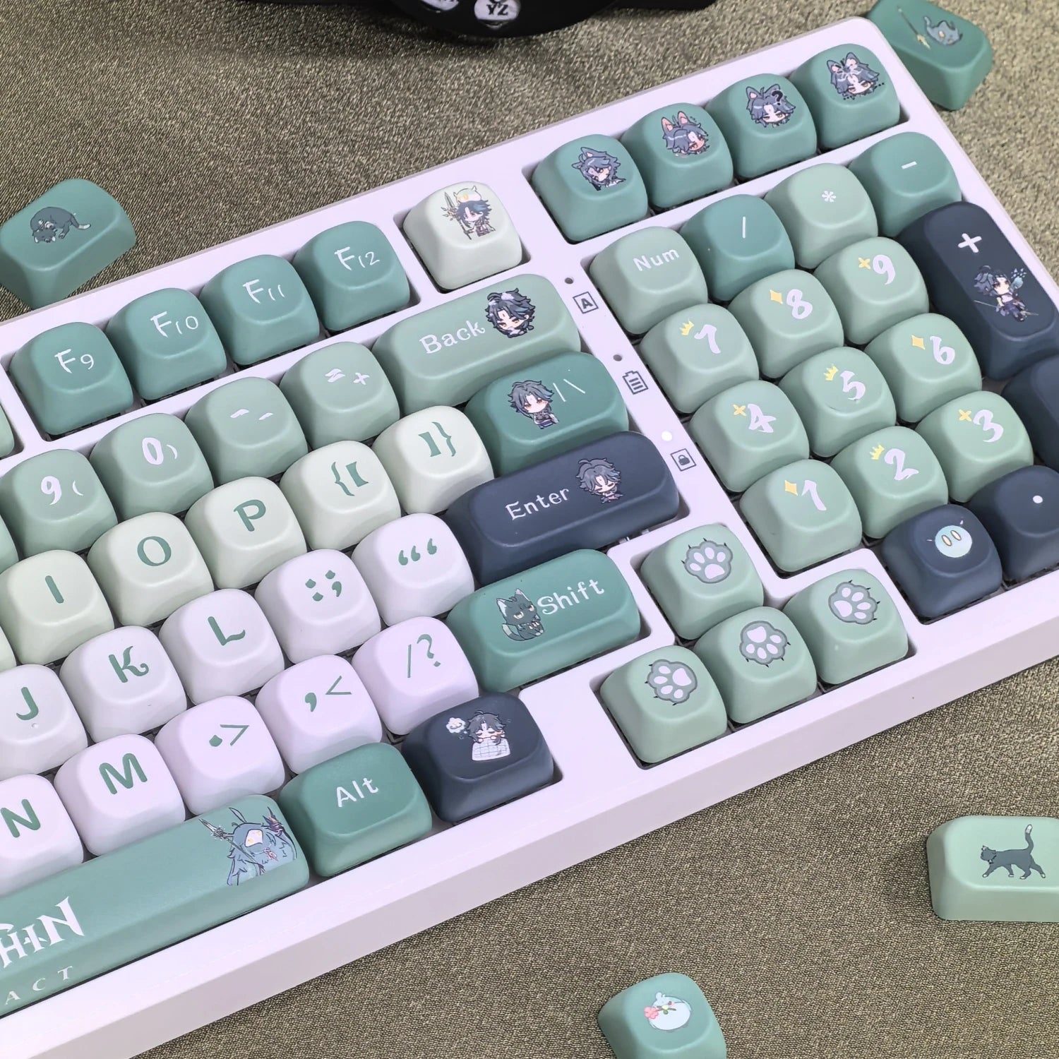 Genshin Impact Furina Keycaps 137 Keys MOA Profile Focalors PBT Five-sided Sublimation Keycap Set for DIY Mechanical Keyboard
