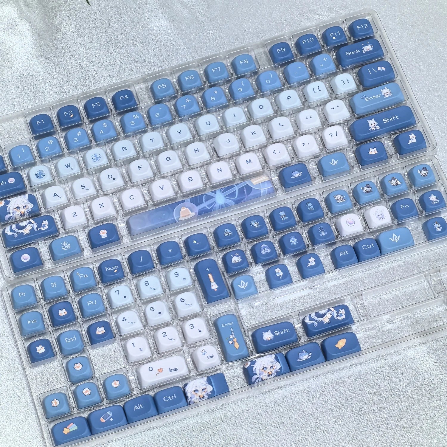 Genshin Impact Furina Keycaps 137 Keys MOA Profile Focalors PBT Five-sided Sublimation Keycap Set for DIY Mechanical Keyboard