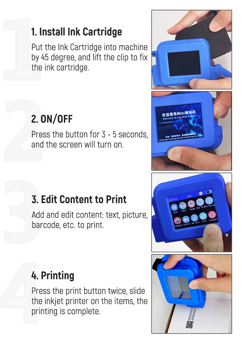 Any Surface Hand Held Label Printing Machine Production Date Mini Printer For Small Business
