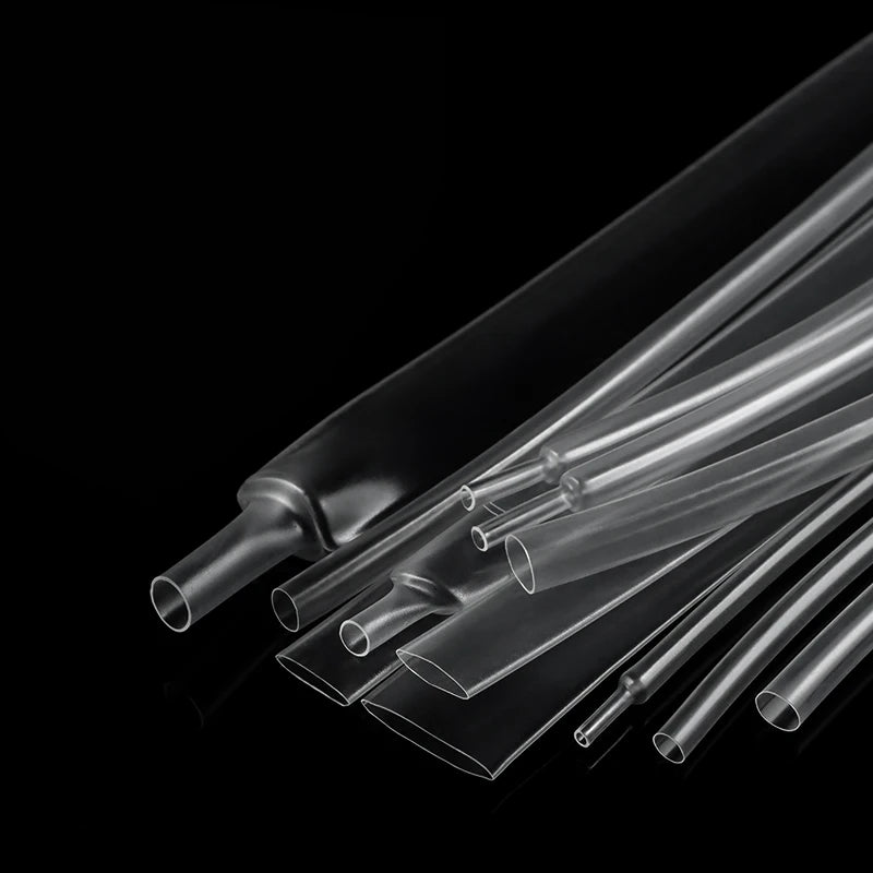 1~50m Black/ Clear Super Thin Wall Heat Shrink Tube Dia. 1~ 20mm DIY Shrinkable Earphone Line Audio Cable Repair Sleeve Wrap