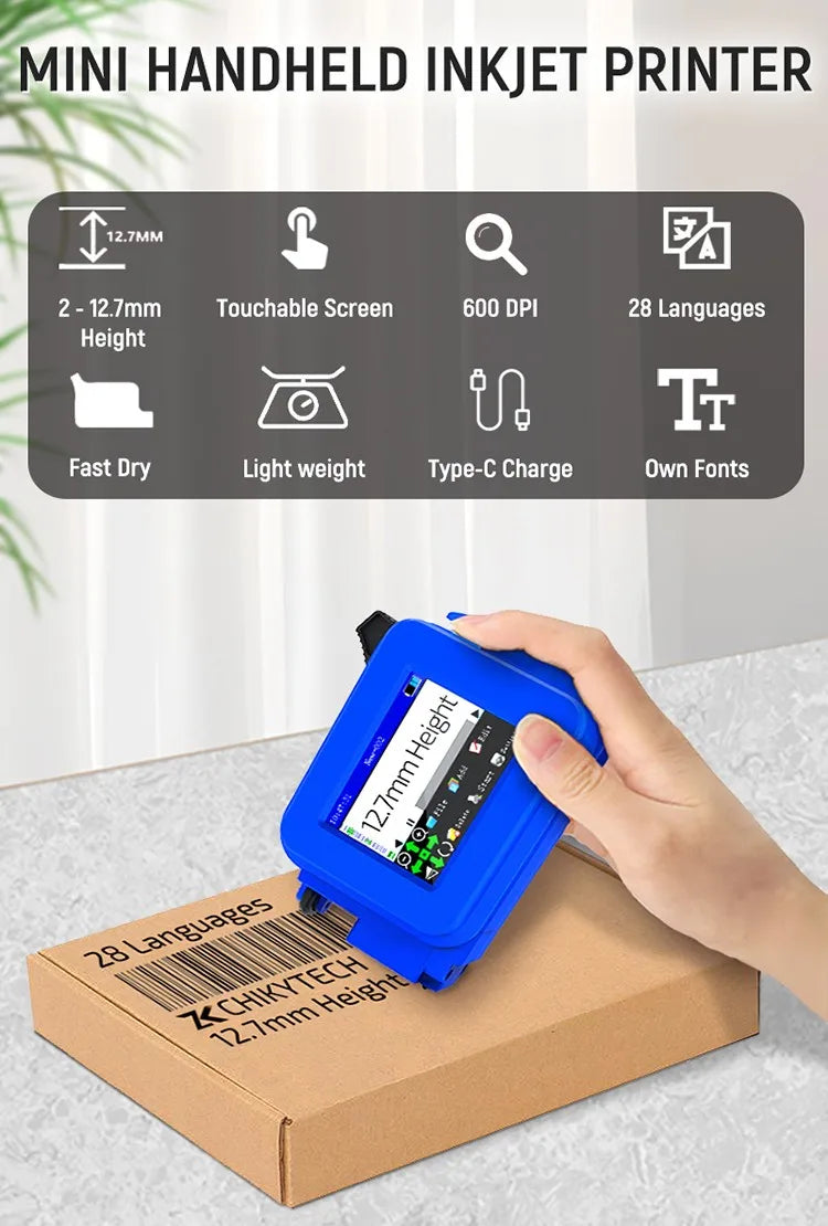 Any Surface Hand Held Label Printing Machine Production Date Mini Printer For Small Business