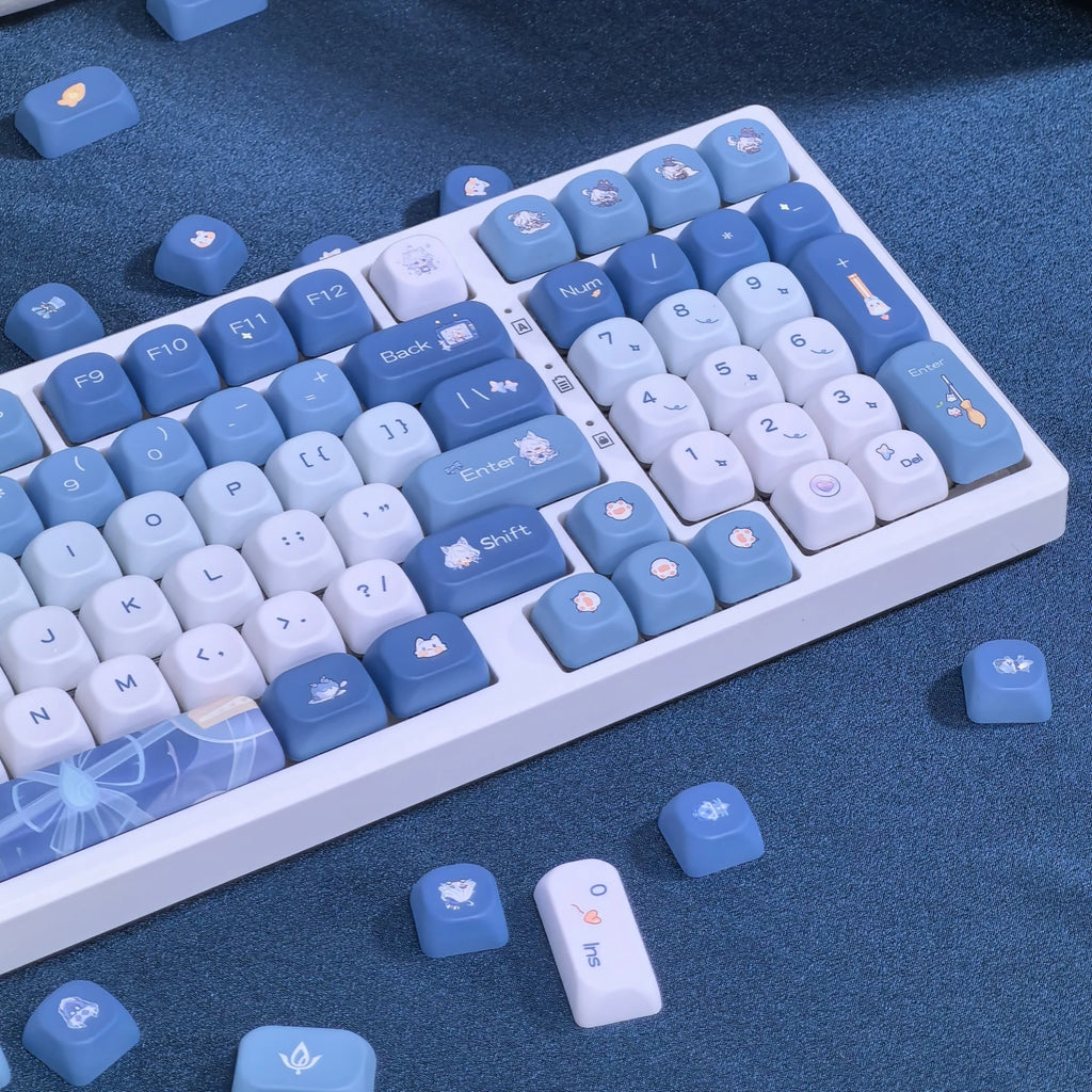 Genshin Impact Furina Keycaps 137 Keys MOA Profile Focalors PBT Five-sided Sublimation Keycap Set for DIY Mechanical Keyboard